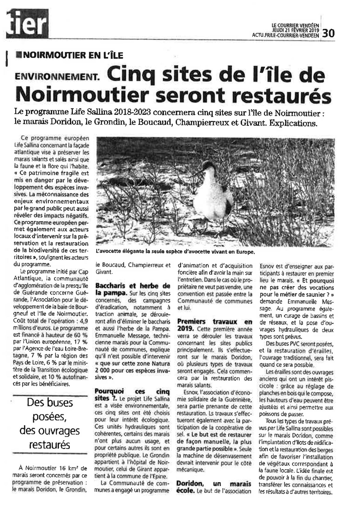 Courrier vendéen - programme travaux île de Noirmoutier