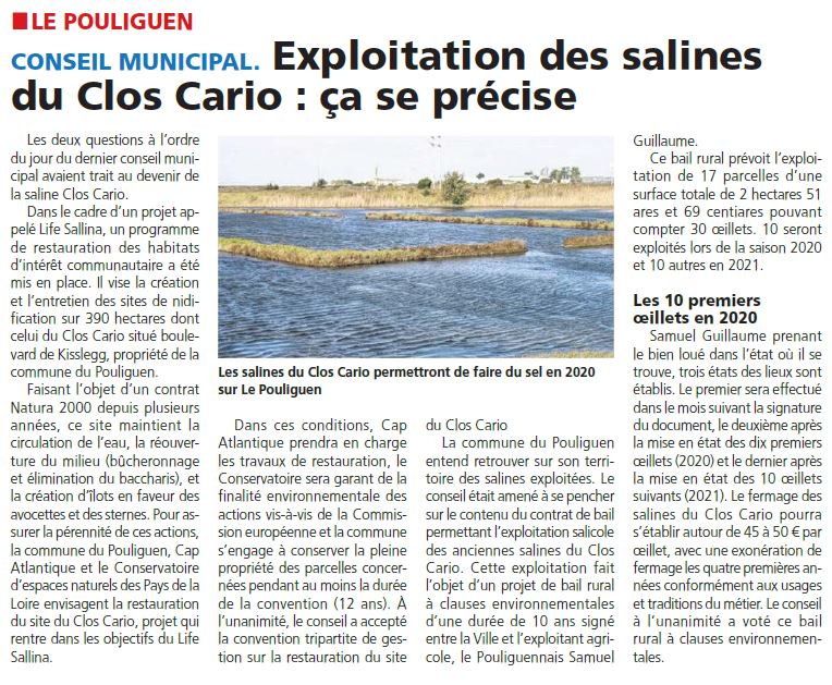 Echo de la Presqu'île - Clos Cario - délibération Commune Convention + BRCE