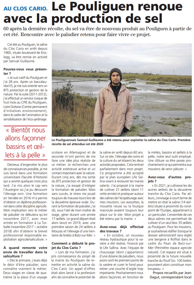 Echo de la Presqu'île - Nouveau paludier au Pouliguen (Clos Cario)